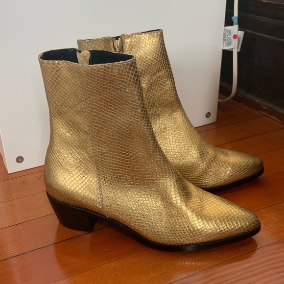 Modern Vice Snakeskin Embossed Gold Leather Boots - Picture 1 of 3